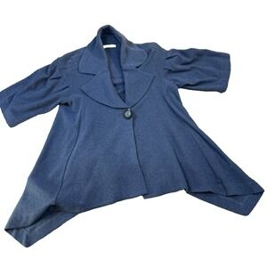 Chalet Cardigan Sweater XS Blue One Button‎ Short Sleeve Stretch Navy Artsy USA